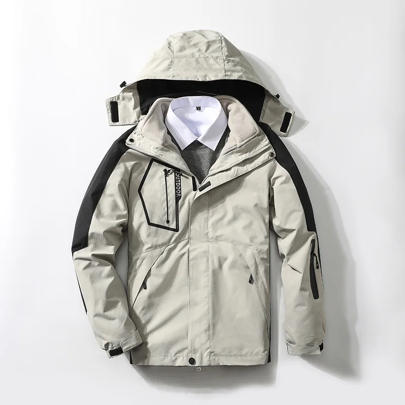 

Mountain Jackets For Men Outdoor Jacket Couple Three-in-one Two-piece Thickened Multi-pocket Men's And Women's Warm