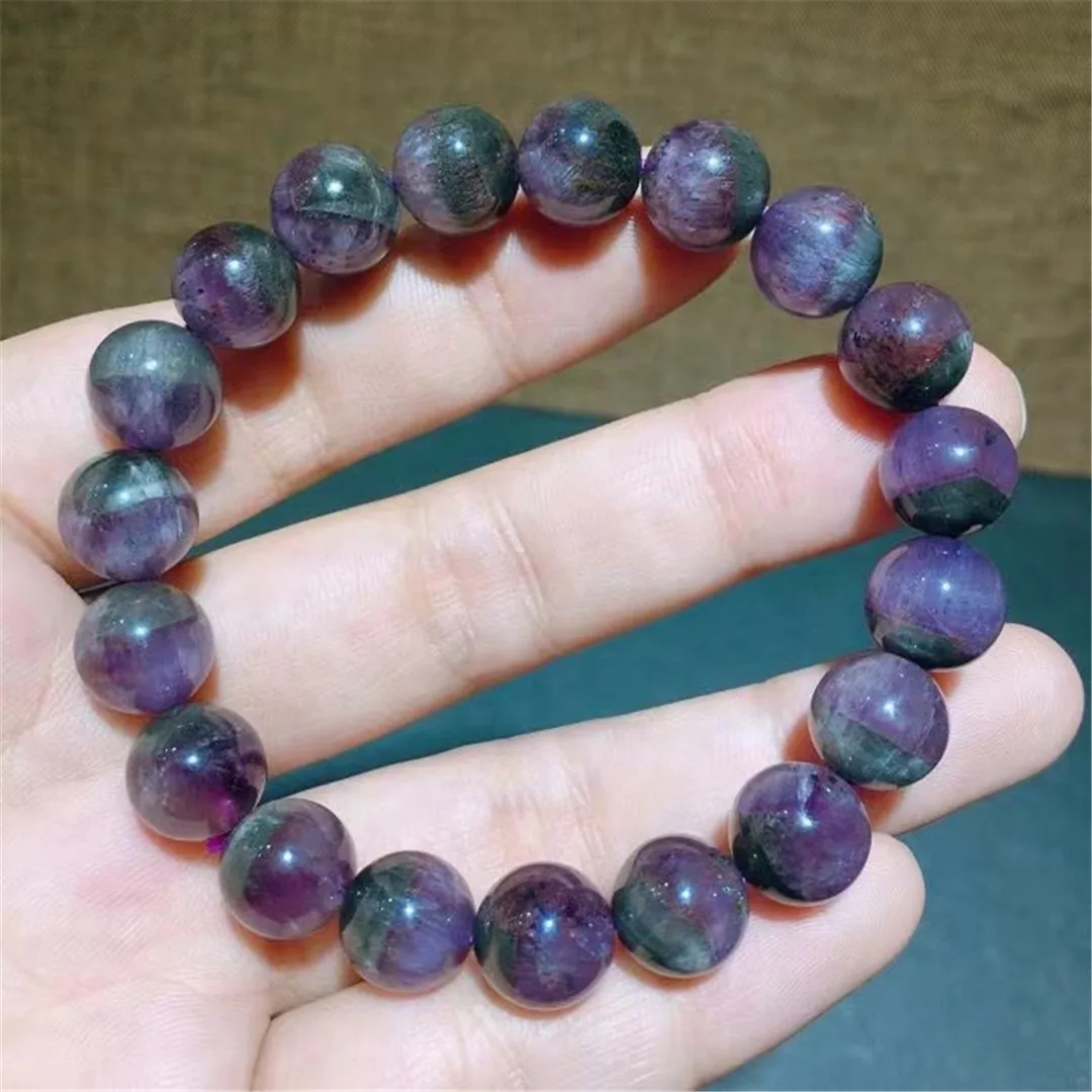 

Натуральный фиолетовый рутилированный кварцевый браслет 10 мм, ювелирные изделия для женщин и мужчин, подарок на богатство, хрустальные кру...