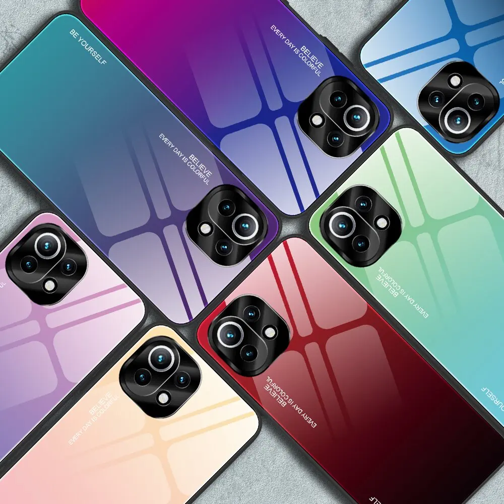 Чехол для Xiaomi 11 градиентный защитный чехол из закаленного стекла Mi Ultra Lite 5g ne 11T Pro