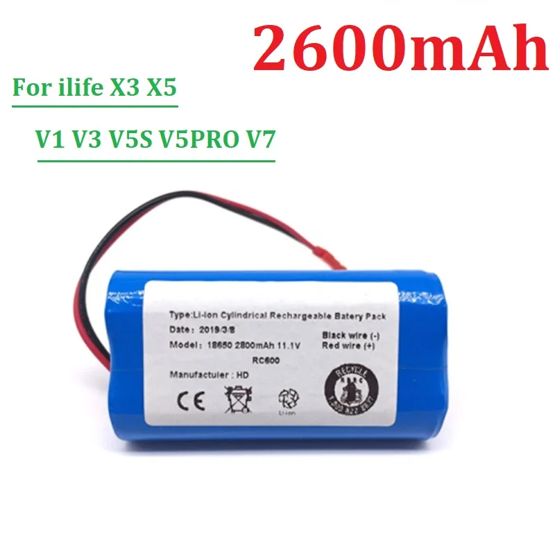 

Литий-ионный аккумулятор для робота-пылесоса Ecovacs Ilife V1 V3 X3 V3 V5 X5 V5S CW310 CEN250, 11,1 В, 2600 мАч