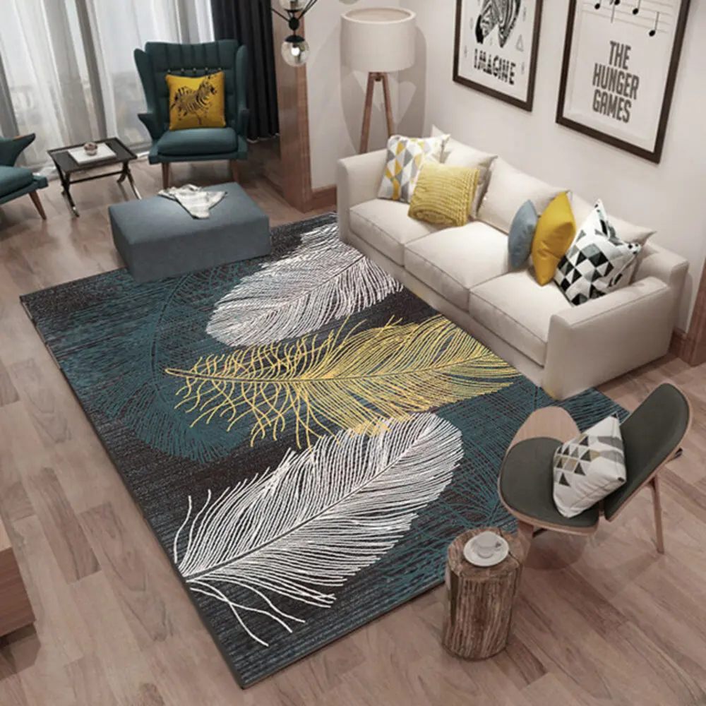 fashion modern color feather abstract antiskid waterproof bedroom living room door mat non slip bedside carpet matdecor rugs free global shipping