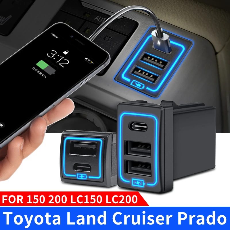 

For Toyota Land Cruiser Prado 150 200 Car QC3.0 Quick Charger Accessories Modification LC150 LC200 Dedicated Led Charging System