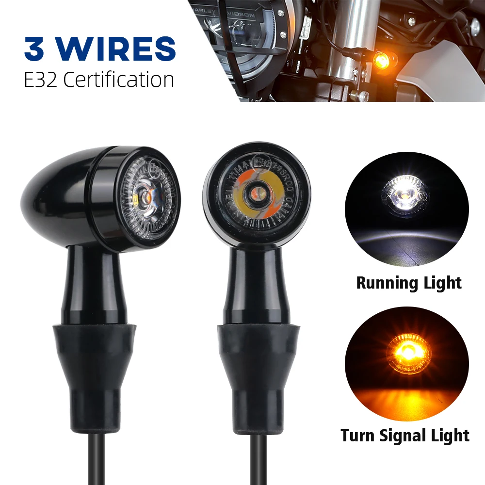 

E32 Ретро мотоциклетный указатель поворота, светодиодный мигающий индикатор, задний стоп-сигнал 8 мм для Harley Yamaha Cafe Racer Bobber Chopper