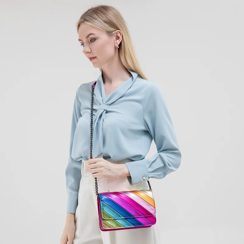 KURT GEIGER LONDON Модельер Женские сумки Радужный лоскутный цвет Сумка через плечо на с