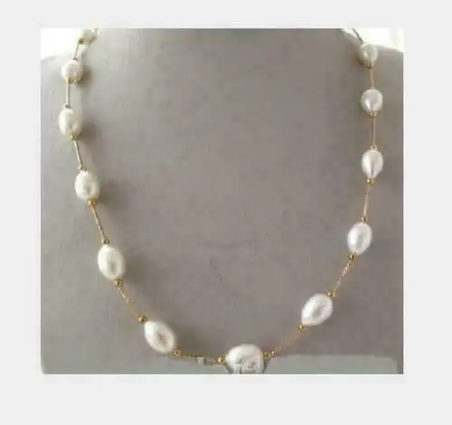 

Natural 18" AAA++11-12Mm South Sea white Pearl Necklace 14k Gold Clasp