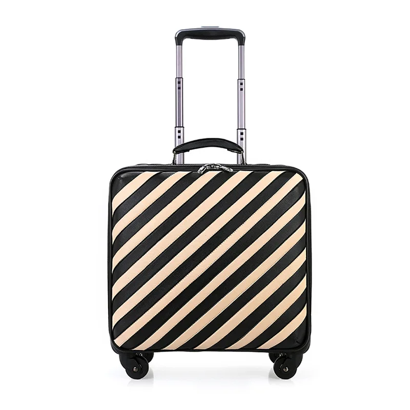 Women's Fashion Trolley Luggage Universal Wheel Boarding Case PVC Wear-Resistant Suitcase 18 Inch Travel Suitcase