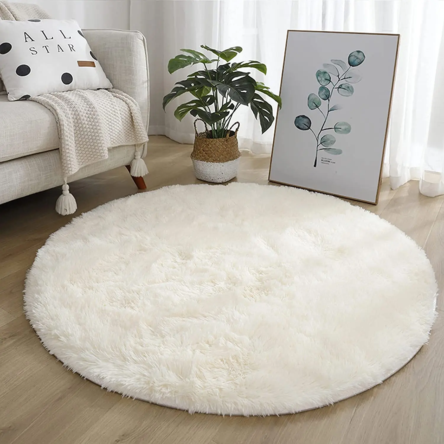 LOYAlgogo Fluffy Round Carpets For Living Room Long Plush Rugs Bedroom Kids Decor Area Bedside Shaggy Floor Mats |
