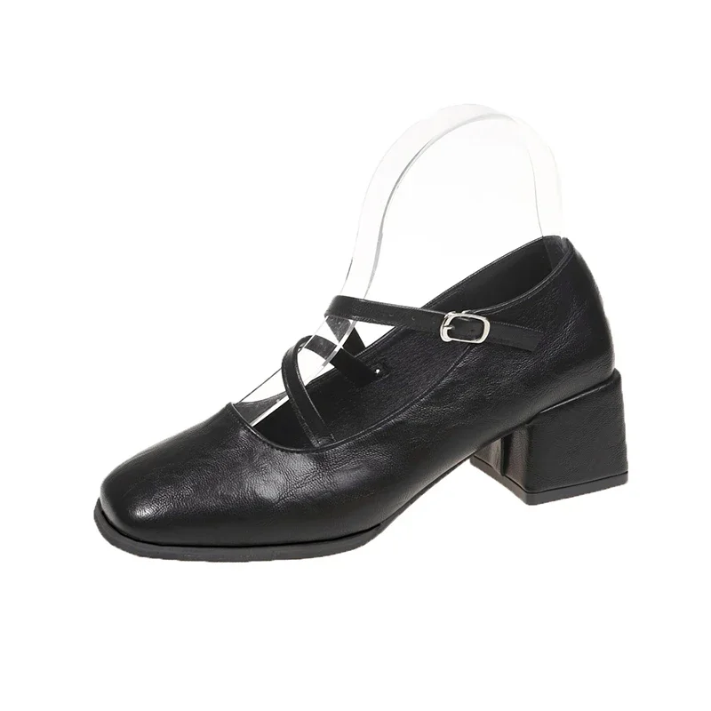 Женская обувь Мэри Джейн на среднем каблуке и квадратном повседневная женская с