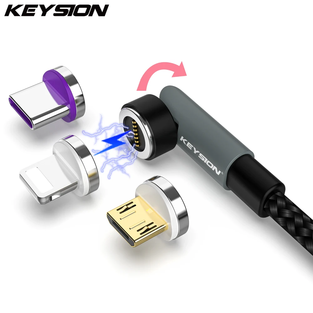KEYSION 5А Магнитный USB кабель вращающийся игровой Быстрая Зарядка Тип C магнит