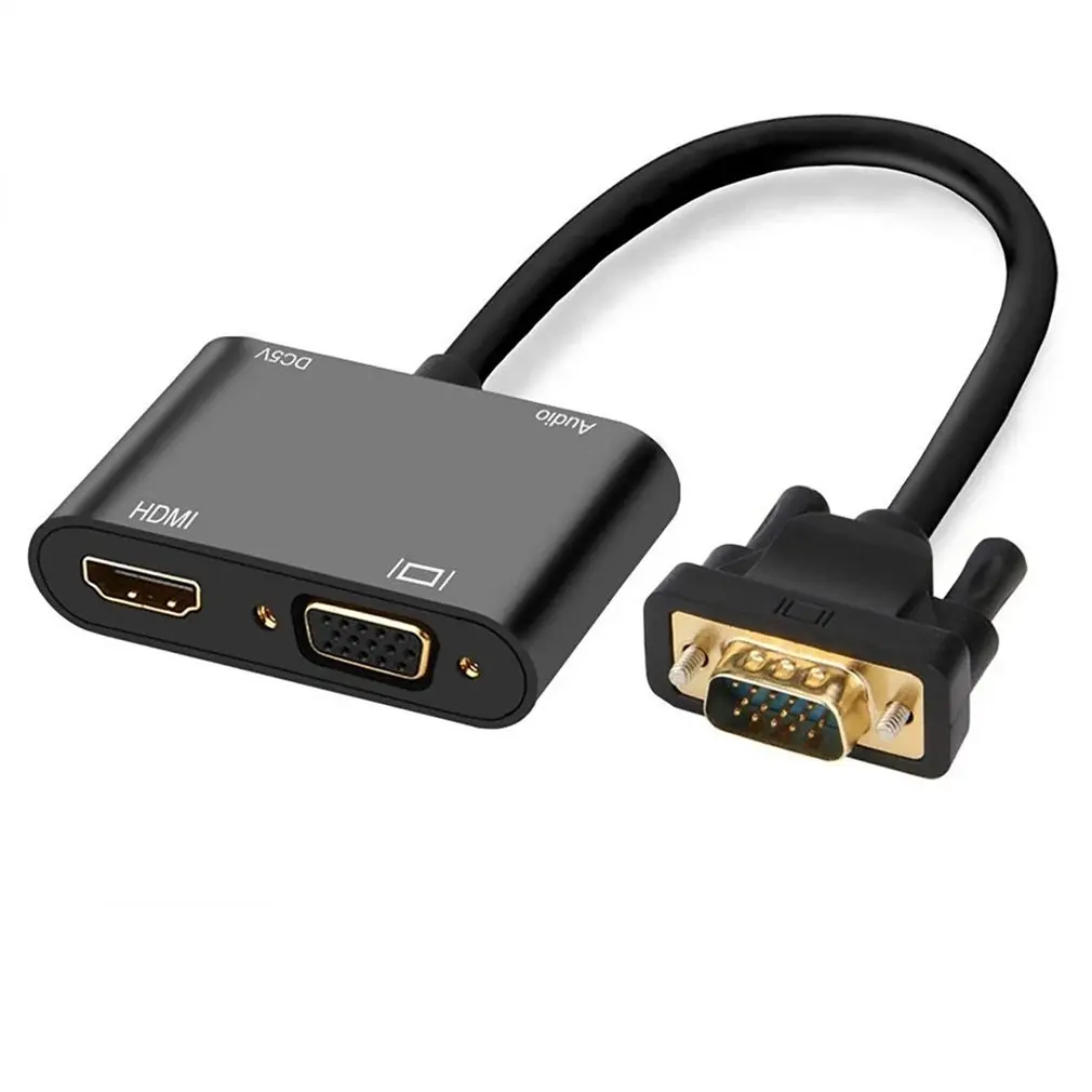 

VGA to HDMI-Compatible Adapter VGA Splitter with 3.5mm Audio Converter Support Dual Display for PC Projector HDTV Multi-port VGA