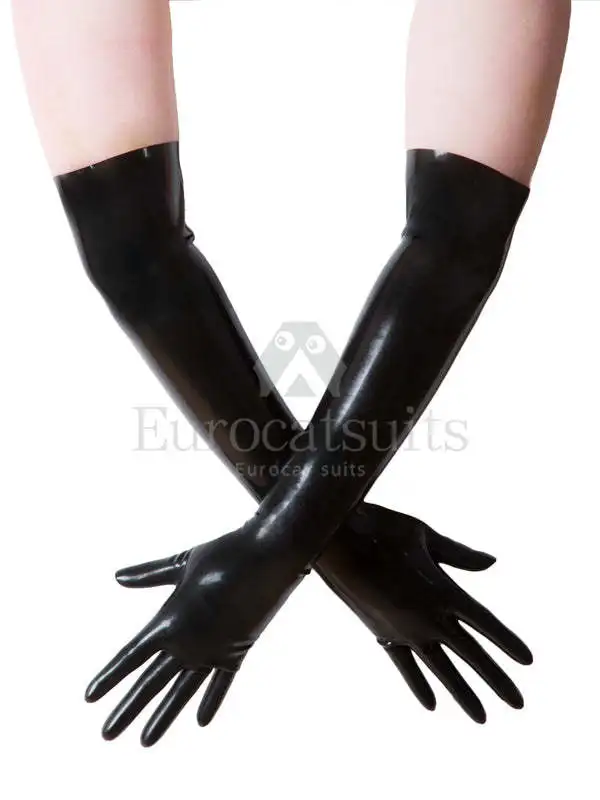 Латексные резиновые перчатки унисекс Черные Литые бесшовные длинные