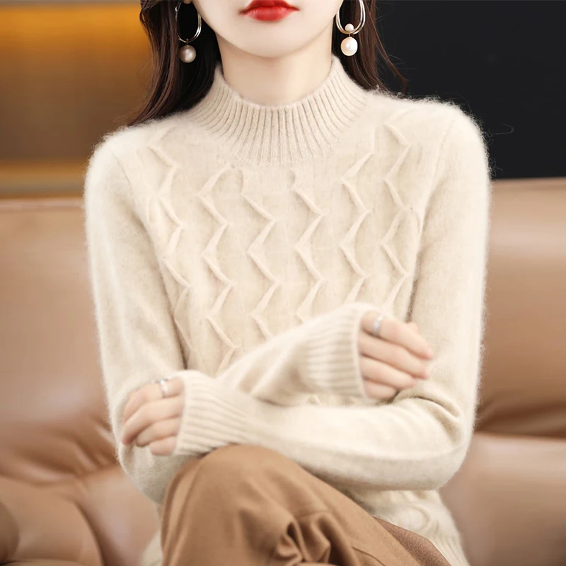

LONGMING Sweater Knitwears Merino Wool Pullovers Women Sweater Cashmere Knit Tops 2023 Winter Autumn Jumpers Korean Fashion Traf
