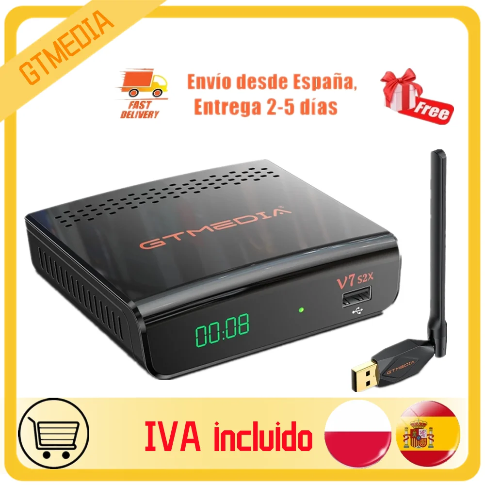 

Новое поступление, стандартный спутниковый ресивер GTMEDIA V7 S2X HD с USB, WIFI, обновленный от Gtmedia v7s Hd v7s2x, без приложения