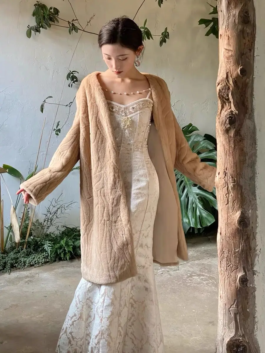 Женское винтажное платье-русалка без рукавов модельное платье во французском