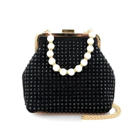 new beads chain women shoulder crossbody bags shell lock pu leather vintage bag rivet bags womens handbags purses