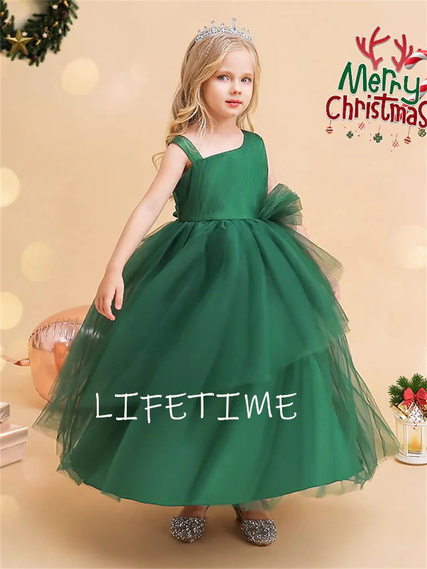 

Butterfly Decal Flower Girl Dress Sleeveless Birthday Tulle Lace A-Line Party Christmas Princess Ball Gown Solid Color Dresses