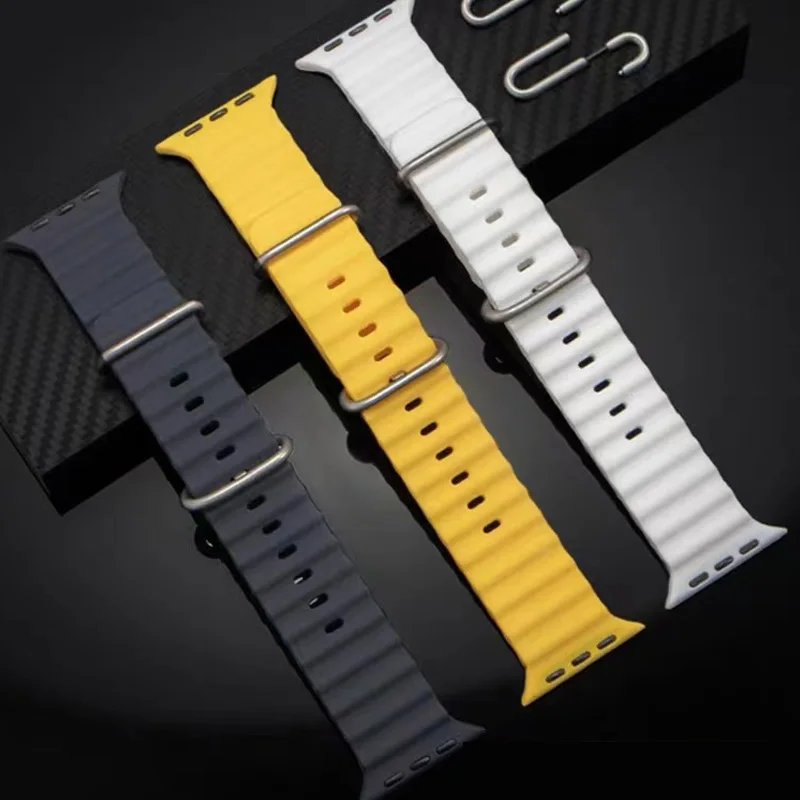 ocean band for Apple Watch Ultra Band 49mm 44mm 40mm 45mm 41mm 42mm 38mm 40 44 silicone bracelet iWatch series 7 6 3 se 8 strap