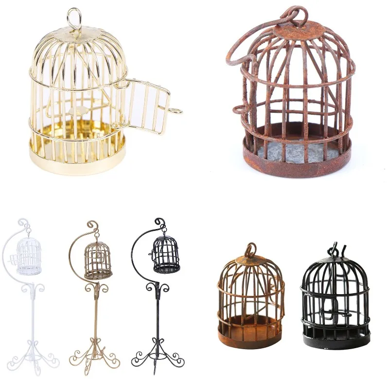 

1Pc Dollhouse Iron Birdcage Dollhouse Miniature Furniture Metal Birdcage Dollhouse Decoration Dollhouse Birdcage Meat Ornament