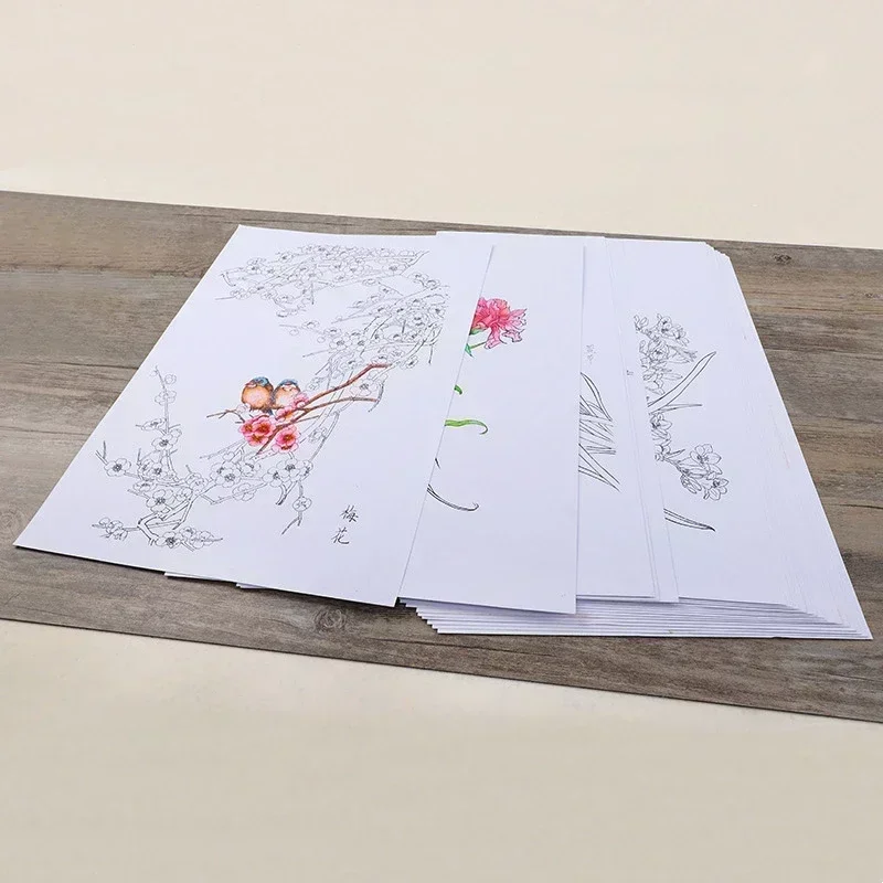 Детская рукописная живопись растение линия раскраски тщательная акварель