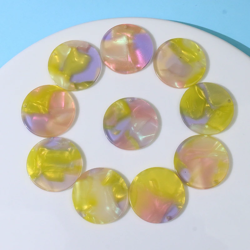 Round Charms Pendant For Diy Jewelry Making Acrylic Earring Necklace Keychain Hair Accessories