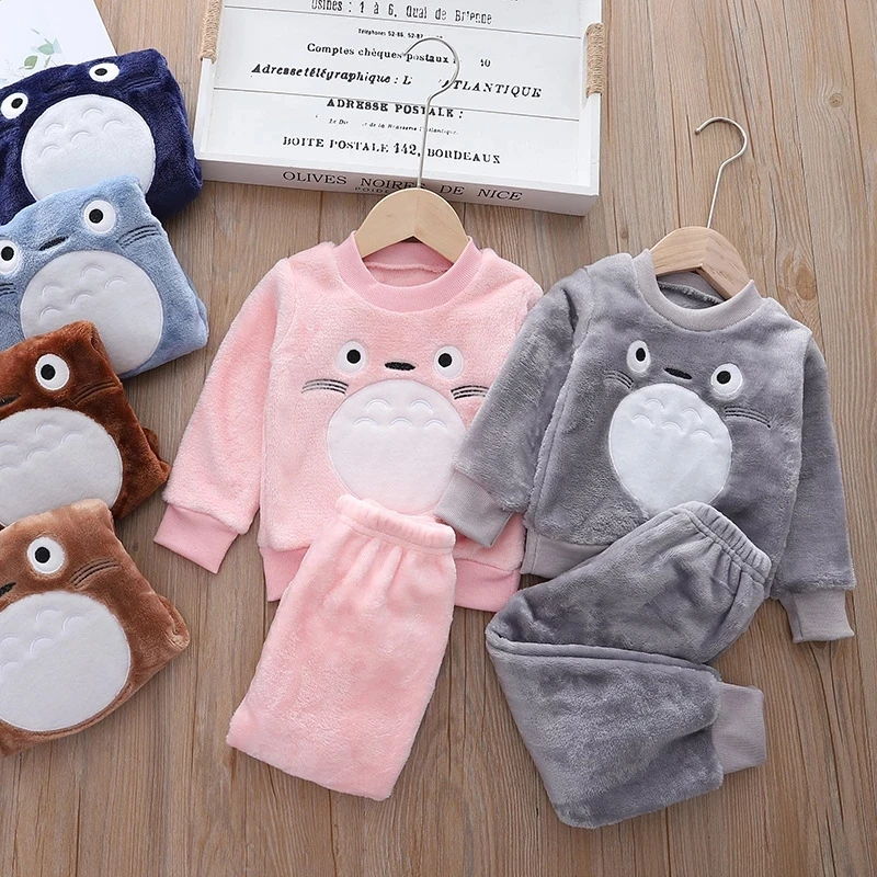 

Totoro Baby Girls Clothing Sets Spring Autumn Flannel Long Sleeve Top And Pants Boys Suits Fashion Cosplay Costume Kids Clothes
