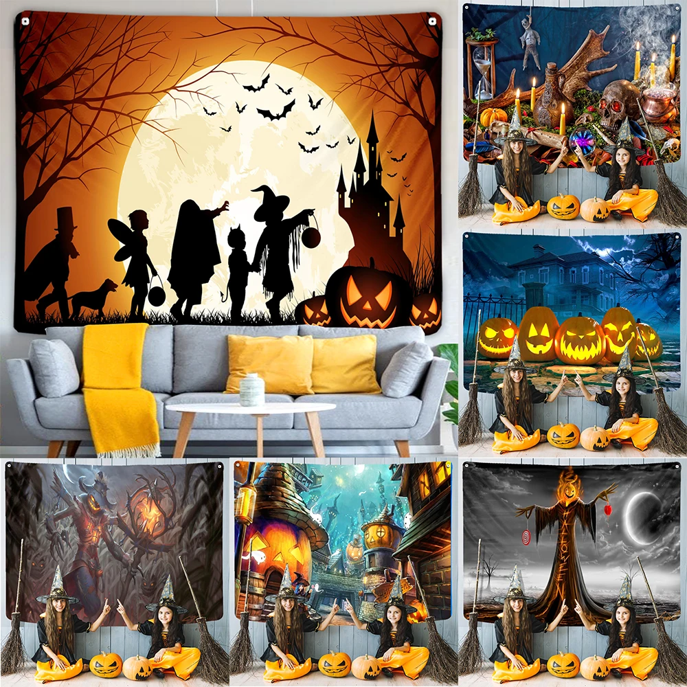 

Mysterious Pumpkin Haunted Tapestry Halloween Decoration Wall Hanging Home Decor Tapestry Living Room Room Wall Decor Backdrop