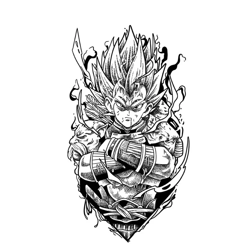 Наклейки на травяные тату-наклейки Super Saiyan Vegeta Сон Гоку бета-цветок руку мужские