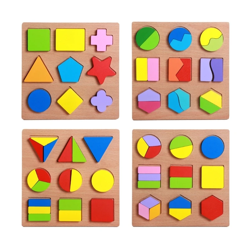 

Montessori Jigsaw Puzzle Toy Geometry Shape Matching Block Educational Toy for Children Hand-eye Coordination DropShipping
