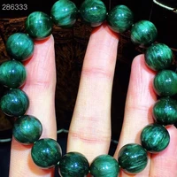 natural green rutilated quartz gemstone bracelet 11 5mm women cat eye stretch crystal round beads aaaaa