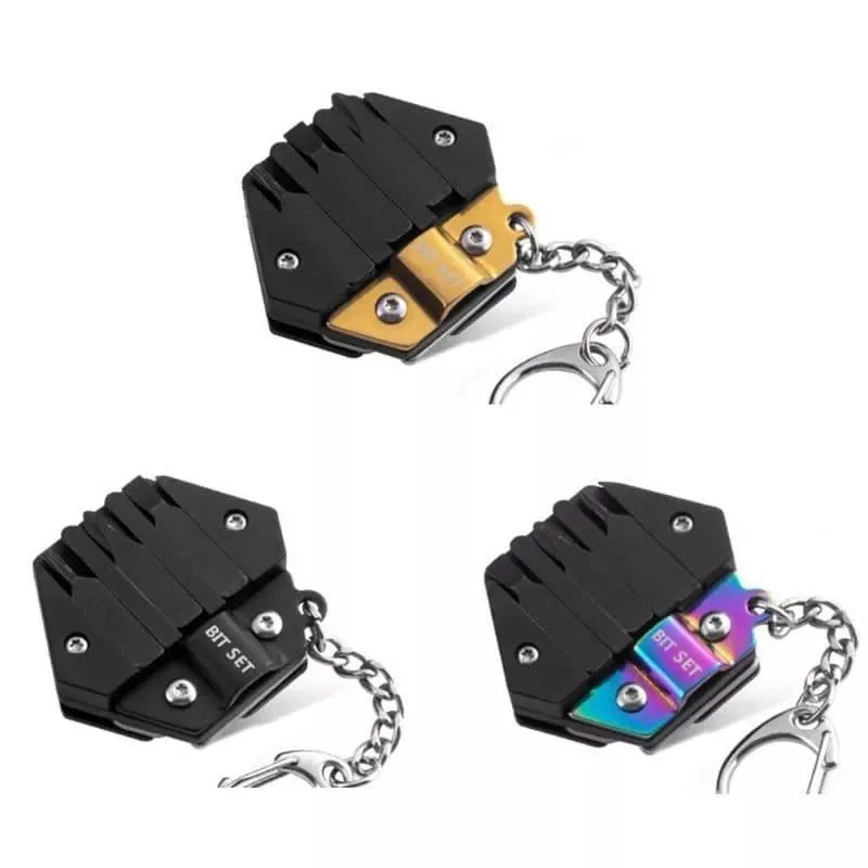 

Hexagonal coin Outdoor tool hexagonal folding keychain screwdriver Folding mini tool