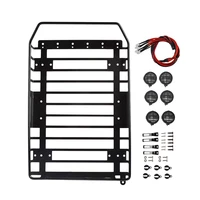 110 rc crawler metal luggage carrier roof rack with led light for axial scx10 traxxas trx4 trx 4 upgrade accessories
