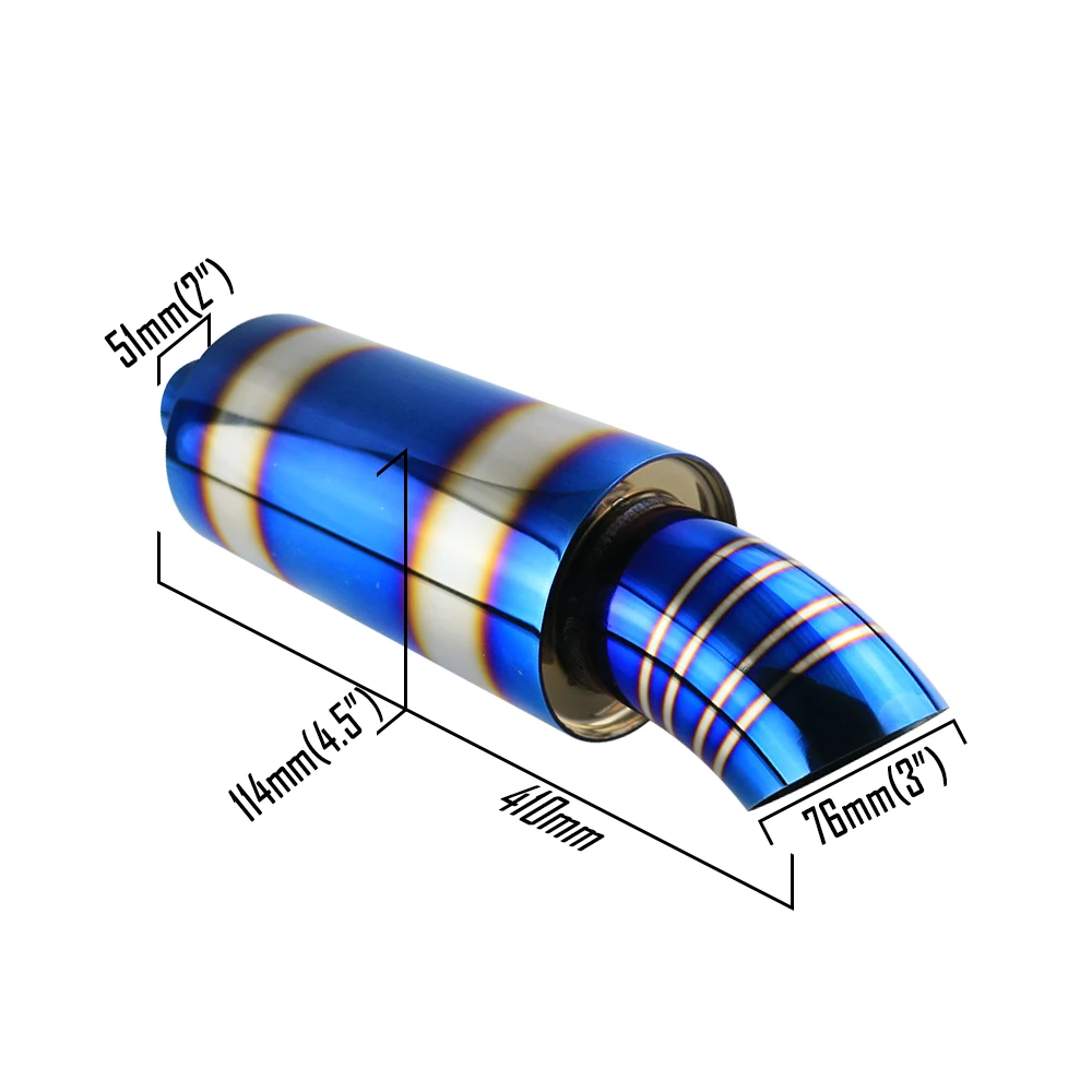 

JZZ 2'' High Quality Straight-Through high flow Car Exhaust Tip JS Racing Muffler For 3'' Burned Blue Outlet Free Shipping