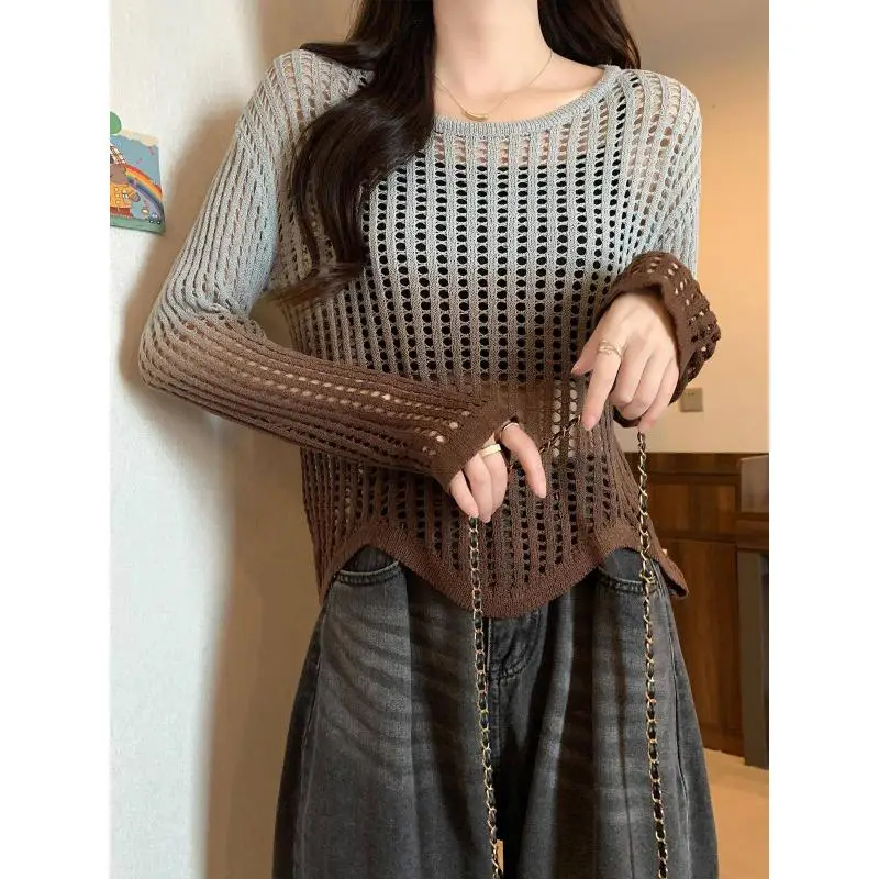 Женская блузка с вырезом на животе Новое поступление раннюю весну уникальные