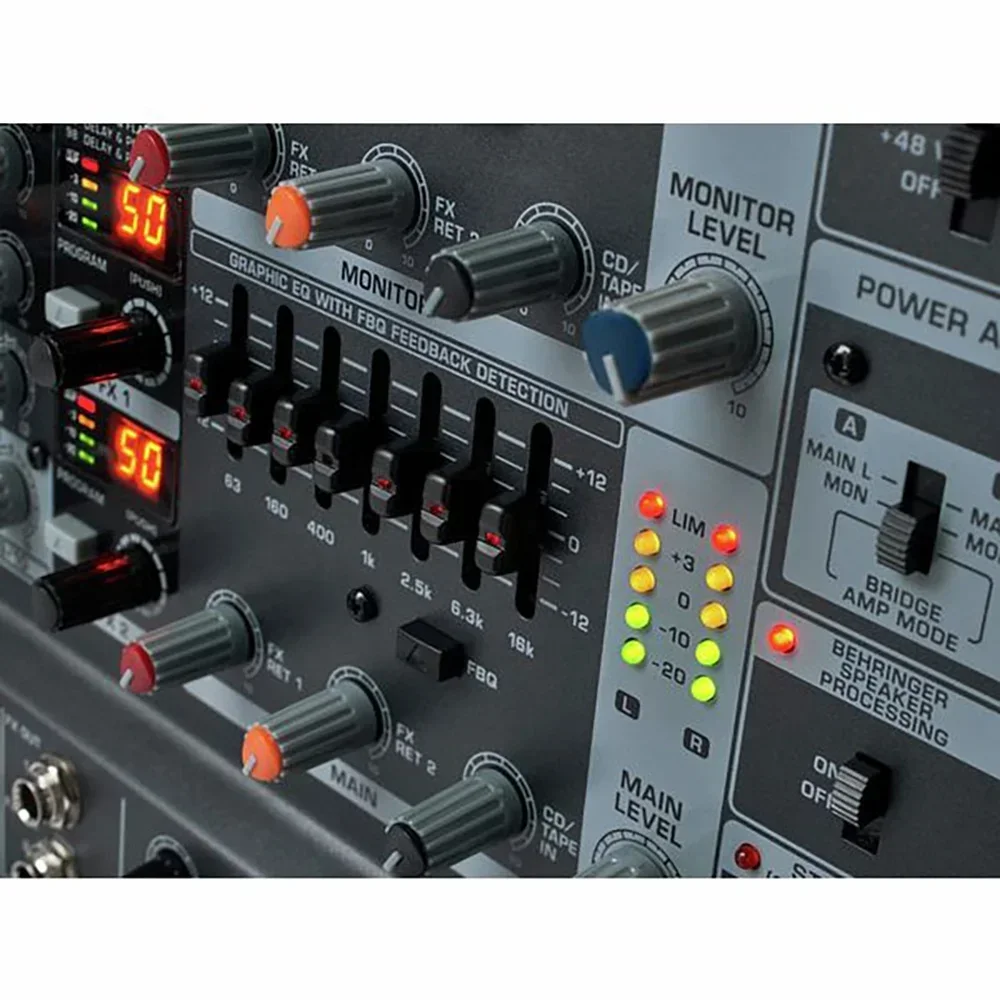 Силовой микшер Behringer PMP 1680S с двойным процессором Multi-FX и системой обнаружения
