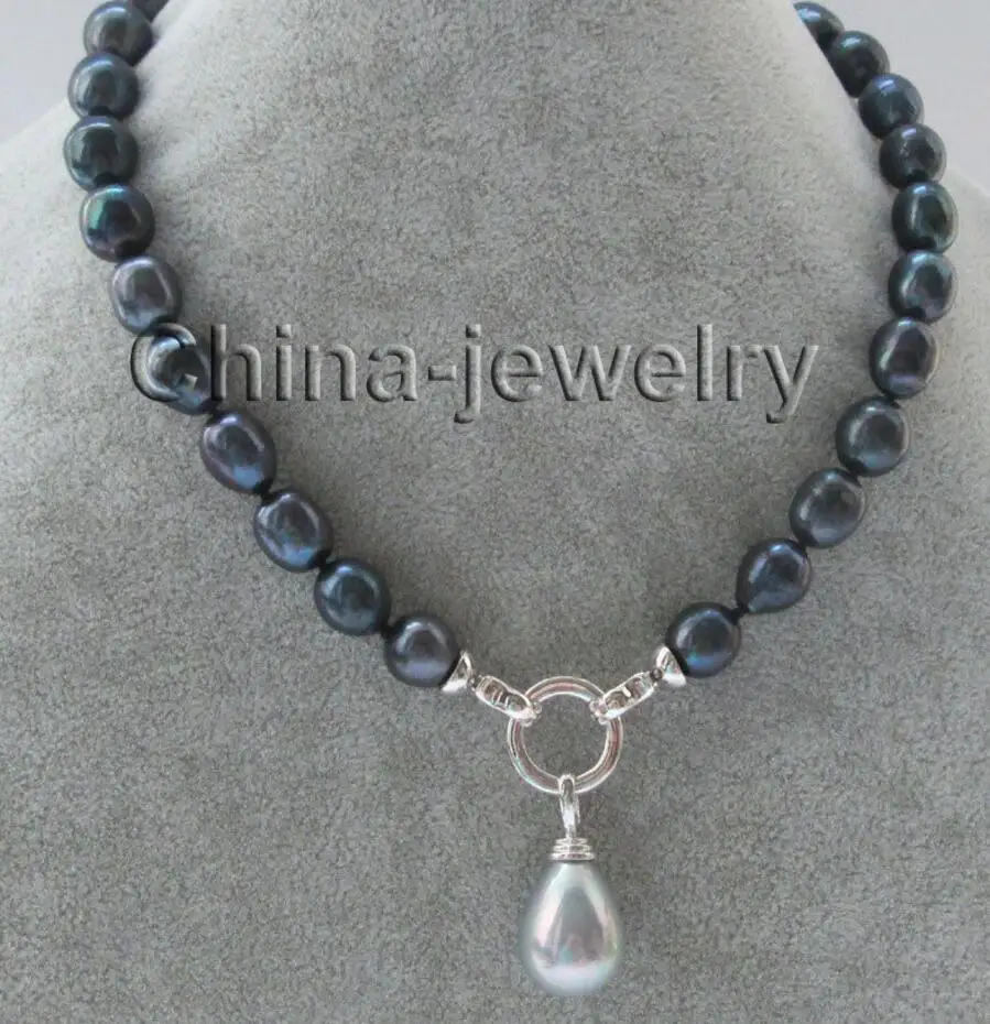 

Ожерелье из пресноводного жемчуга в стиле барокко 18 дюймов 10-11 мм + подвеска из серой ракушки 16 мм