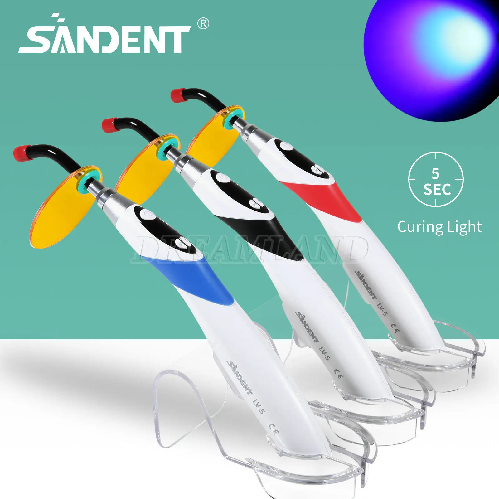 

3 Colors Dental Wireless Cordless iLed 5 Second LED Curing Light 2 Modes Metal Head Resin Cure Lamp Woodpecker Style