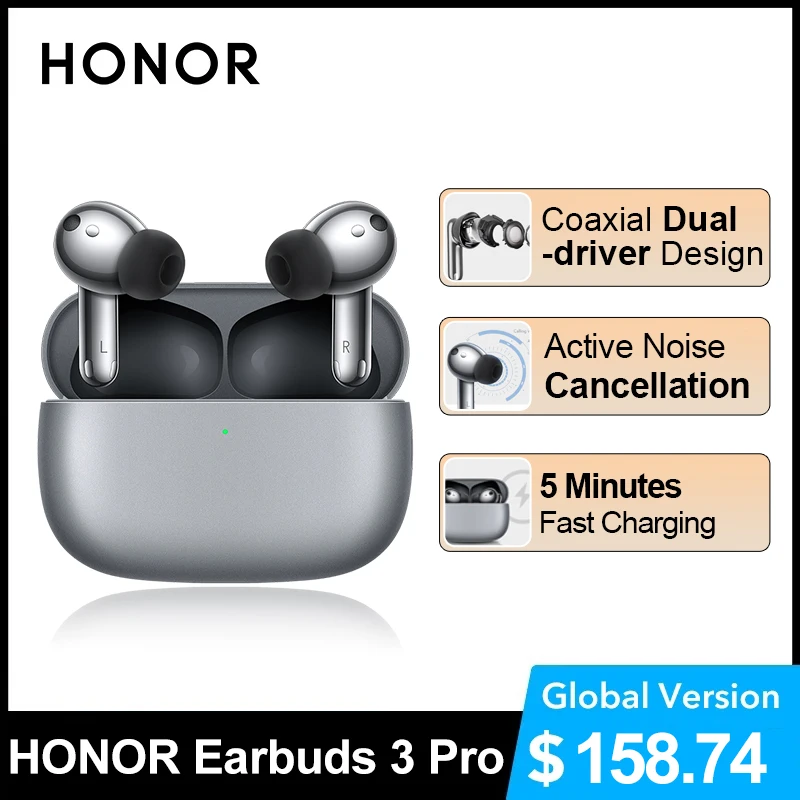 HONOR Earbuds 3 Pro Bluetooth 5.2 TWS Earphones Dynamic Active Noise Cancellation Wireless Headphones 5 Mins Fast Charge Headset