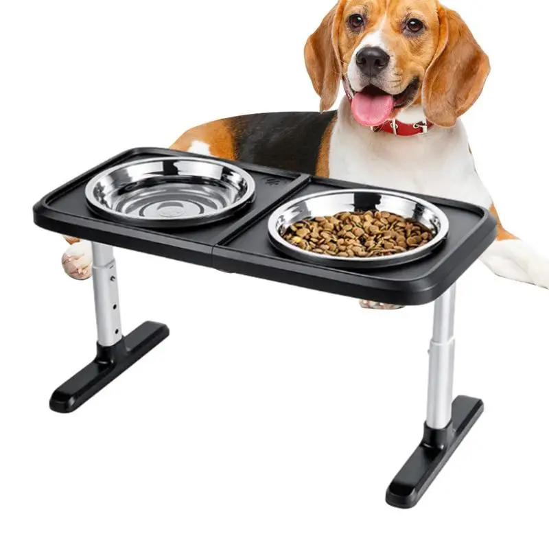 

Elevated Dog Feeder Height Adjustable Dog Bowl Non-Slip Slow Feeder Tall Dog Bowl Stand With 2 Steel Bowls To Elevate Health
