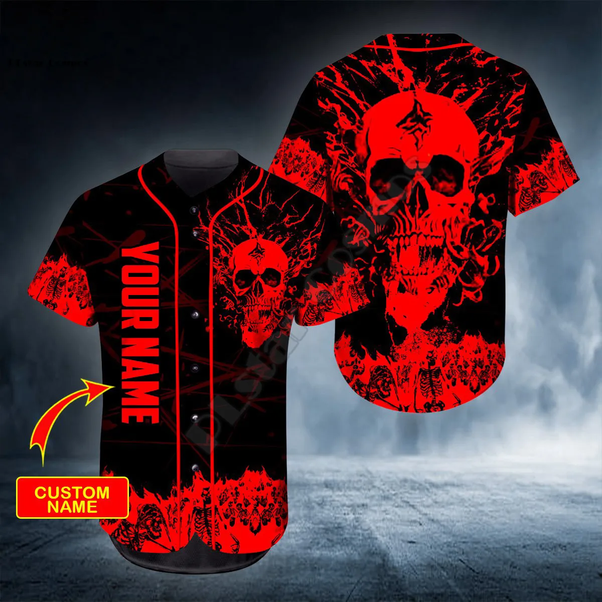 PLstar Cosmos Baseball Jersey Shirt 3d Printed Head Blood Skull Custom You Name Baseball Shirt hip hop Tops Love Skull Gift