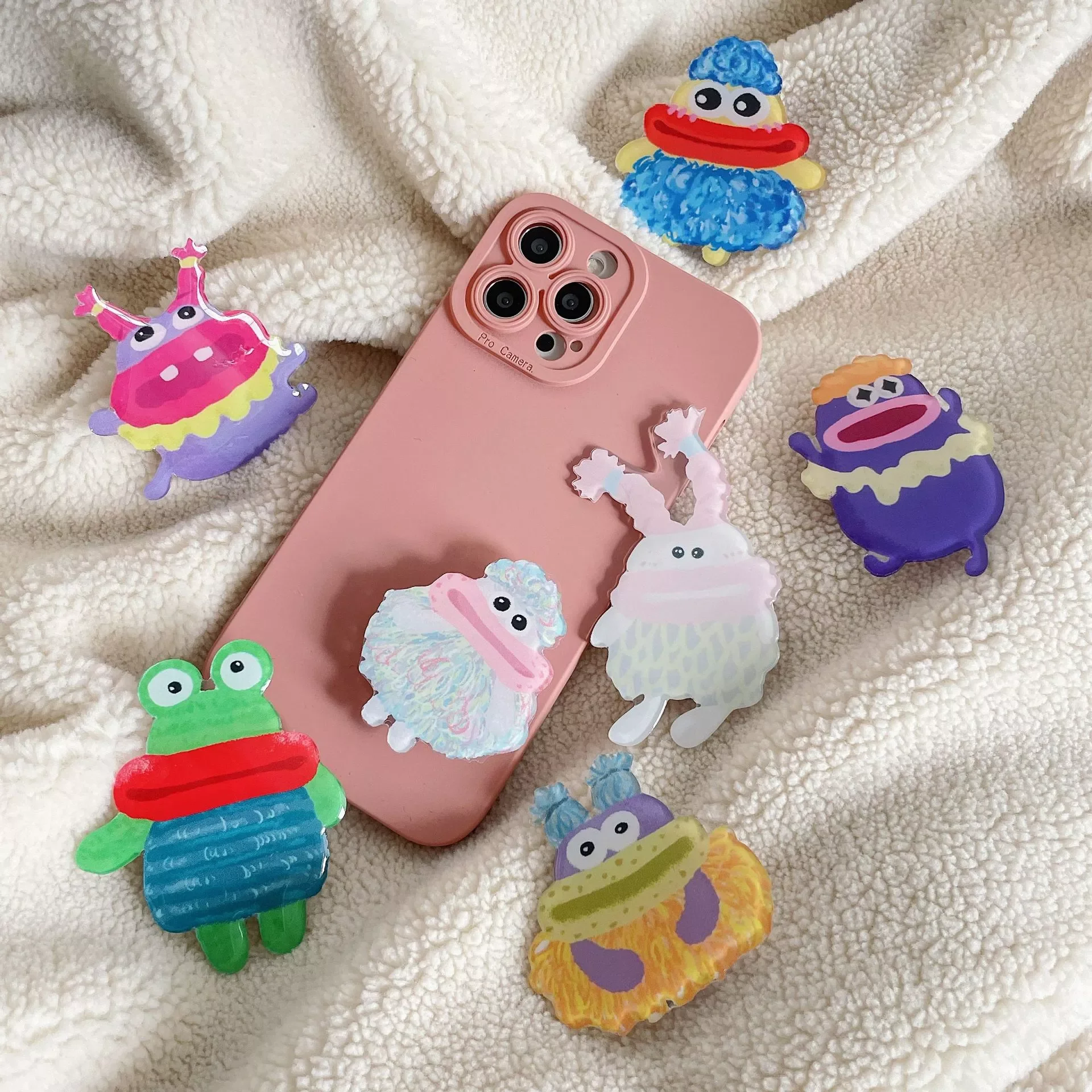 

2022NEW Korea Cartoon Big Mouth Epoxy Phone Bracket Grip Tok for iphone 11 12 13 pro max Mini Cartoon Kawaii Doll Holder Griptok