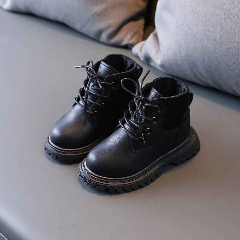 

Size 21-30 Baby Boots For Boys Girls Autumn Short Leather Boots Kids British Style Martin Boots Children Casual Shoes Boys Botas