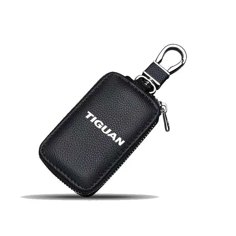 

Leather Car Key Case Remote Key Cover Car Accessories For TIGUAN MK2
