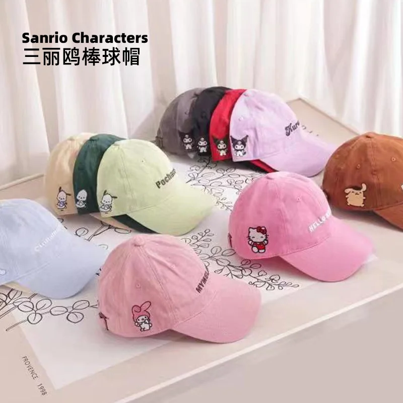 

Kawaii Sanrio HelloKitty Melody Kuromi Cinnamoroll Pochacco Purin Dog Anime Hat All-Matched Sunshade Sun Protection Baseball Cap
