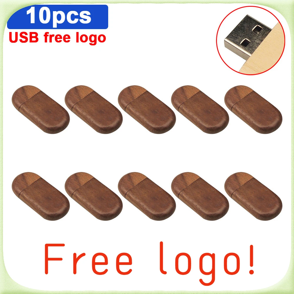 

10pcs/Lot (Customizable LOGO) USB Flash Drive 2.0 Wooden Pendrive 4GB 8GB 16GB 32GB 64GB 128GB Memory Stick Wedding Gift