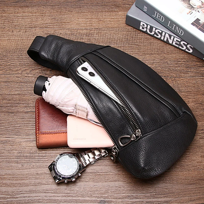 Fashion Chest Bag for Men Genuine Leather Shoulder Bags Male High Quality Crossbody Bag Single Messenger Bag