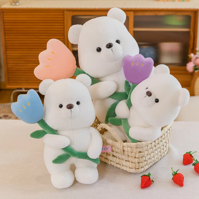 

30/40/50cm Bear Plush Dolls Baby Cute Animal Dolls Cotton Stuffed Doll Home Soft Toys Sleeping Mate Stuffed Toys Gift Flower