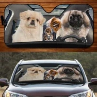 funny pekingese dog family driving dad mom child dog lover car sunshade car window sun cover for pekingese dog mom car windshi