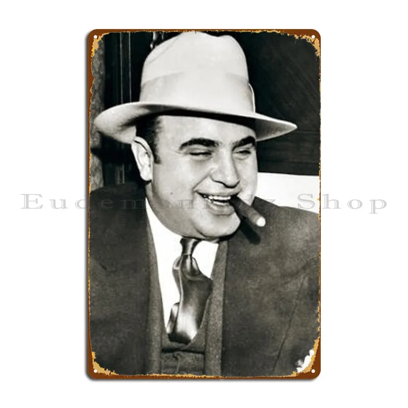 Al Capone курительная сигара металлические знаки паб забавная фотография Настенная