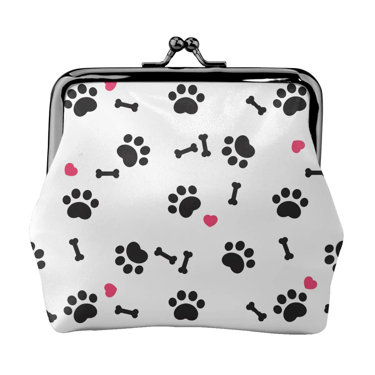 

Valentine's Day Dog Paw Bone Coin Purse Small Kiss-Lock Change Pouch Clasp Closure Buckle Wallet For Women