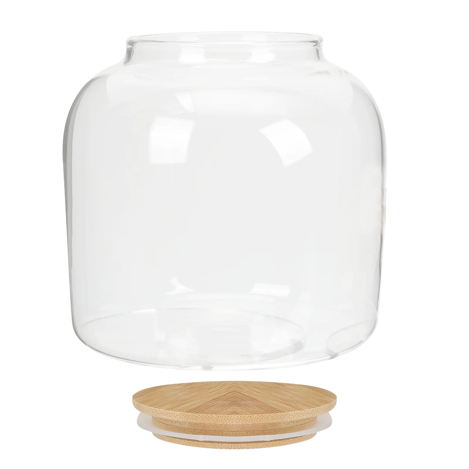 

Glass Food Containers Tea Canisters 10.5x10.5cm Airtight Jar Cereal Storage Bamboo Lid Make